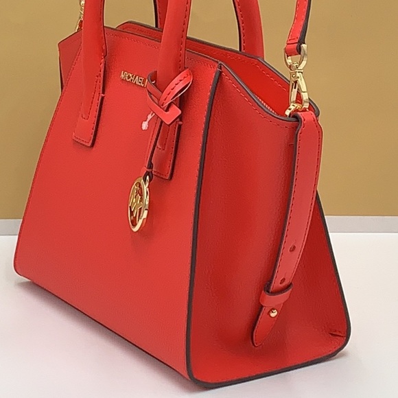 Michael Kors Avril Small Leather Top-Zip Satchel CORAL REFF color - Picture 5 of 16